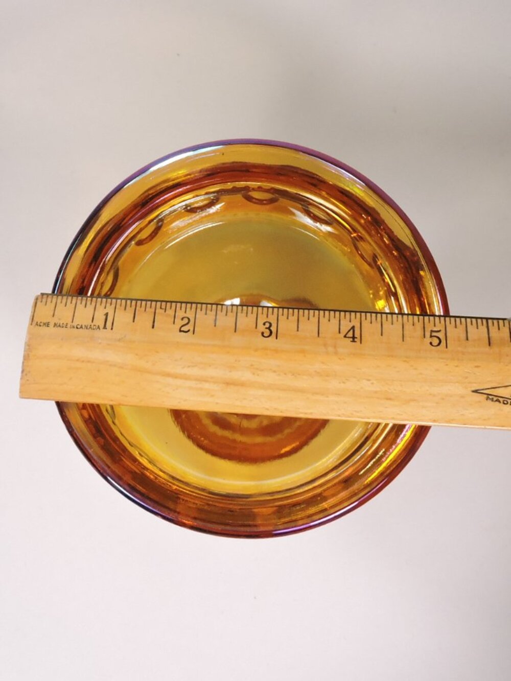 Vintage Indiana Marigold Carnival Glass Candy Dish - King's Crown Pattern - Picture 6 of 6